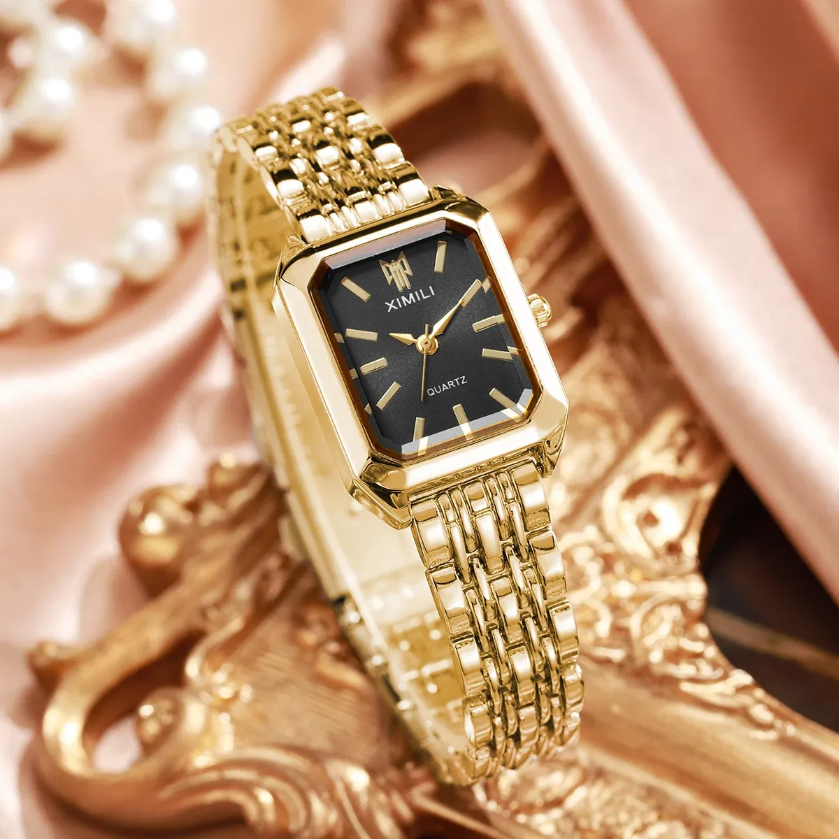 Elegant Rectangle Women's Quartz Watch - Luxury Stainless Steel Band Ladies Dress Wristwatch, Fashionable Design, Accurate Timekeeping, CE Certified showcase 23