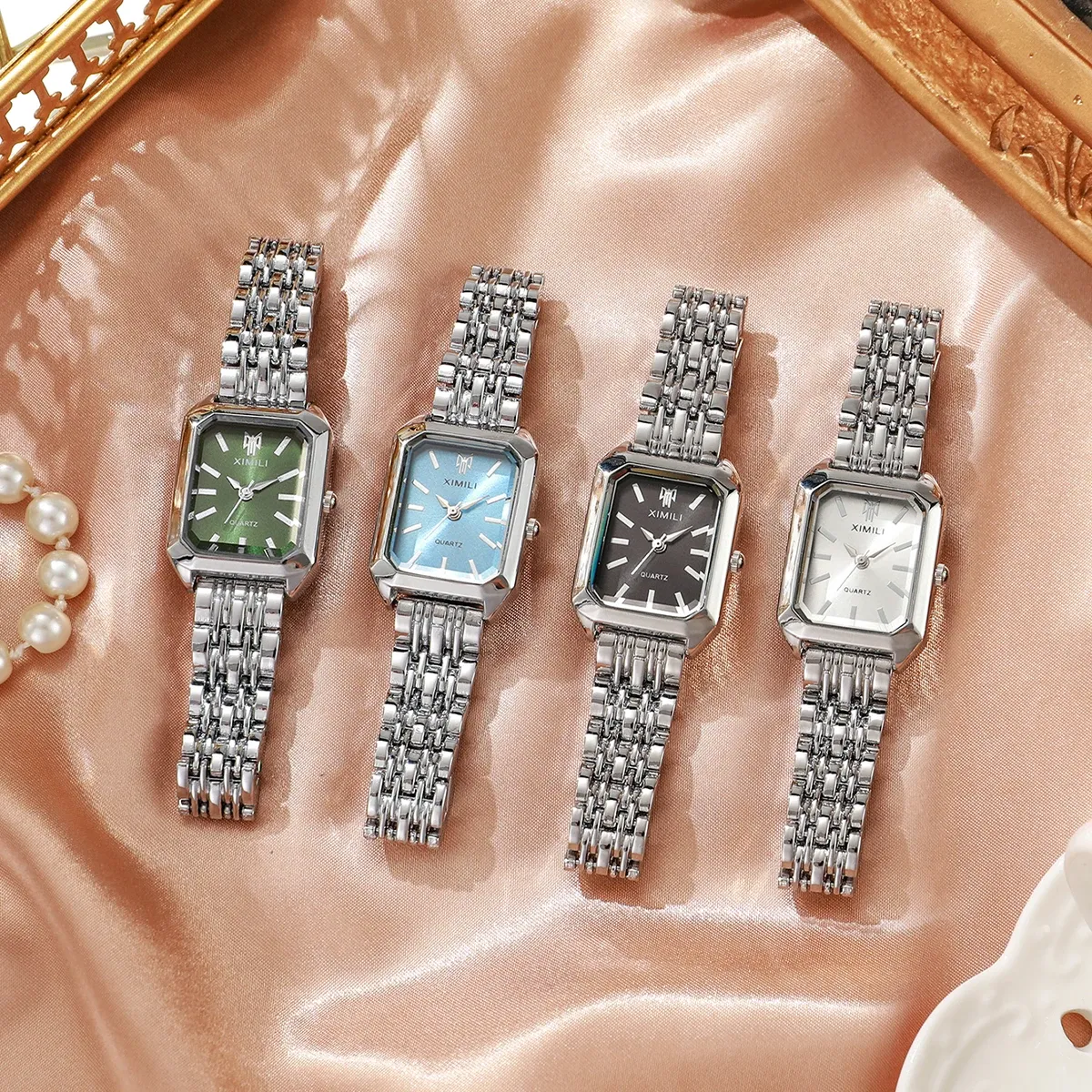 Elegant Rectangle Women's Quartz Watch - Luxury Stainless Steel Band Ladies Dress Wristwatch, Fashionable Design, Accurate Timekeeping, CE Certified showcase 7