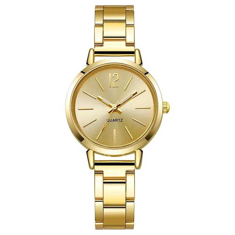 Luxury Women's Fashion Gold Bracelet Quartz Watch Set - Simple Dial Hollow Strap, Ideal for Students and Ladies, Elegant Casual Wristwatch showcase 9