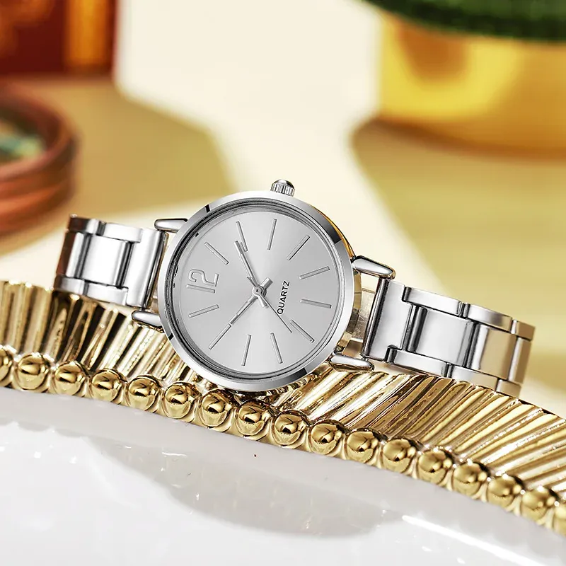 Luxury Women's Fashion Gold Bracelet Quartz Watch Set - Simple Dial Hollow Strap, Ideal for Students and Ladies, Elegant Casual Wristwatch showcase 8