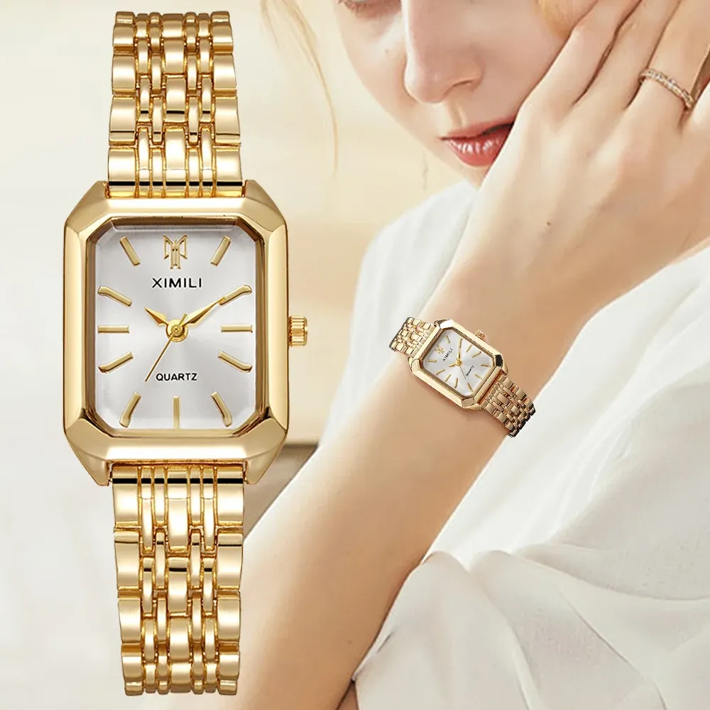 Luxury Rectangle Women's Fashion Watch - Stainless Steel Band, Quartz Movement, Elegant Ladies Dress Clock, Perfect Gift for Girls thumbnail 1