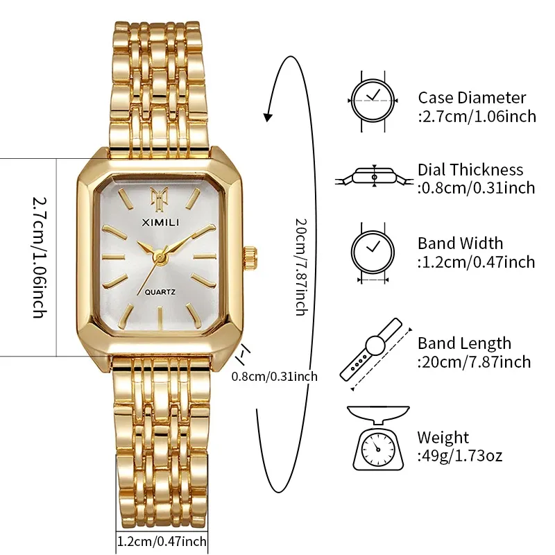 Luxury Rectangle Women's Fashion Watch - Stainless Steel Band, Quartz Movement, Elegant Ladies Dress Clock, Perfect Gift for Girls showcase 9