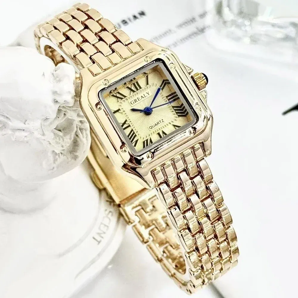 Luxury Rhinestone Women's Fashion Square Quartz Watch - Elegant Ladies Clock with Alloy Band, CE Certified for Daily Wear thumbnail 3