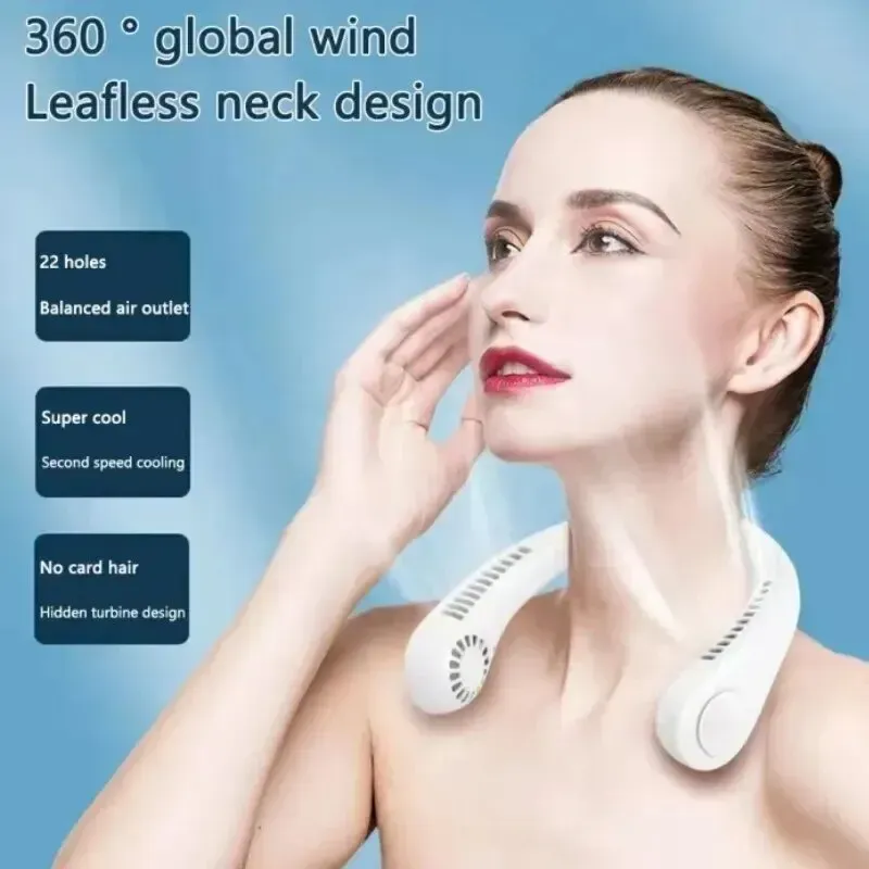 2025 Long-Lasting Portable Bladeless Neck Fan - Rechargeable Mini Air Cooler with 3 Speeds for Summer Sports & Outdoor Use thumbnail 5