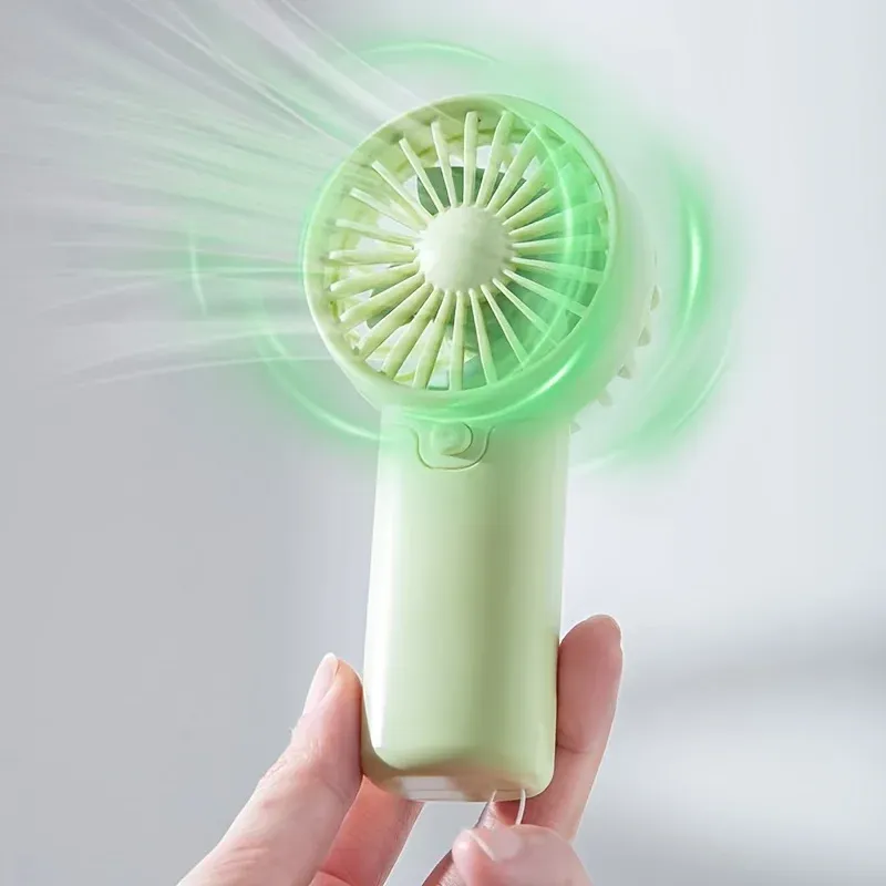 Portable Mini Handheld Fan with Lanyard - Lightweight USB Rechargeable Air Cooler for Personal Use, Travel, and Home - 3 Speeds, Quiet Operation, Cute Design (White, Green, Pink) thumbnail 6