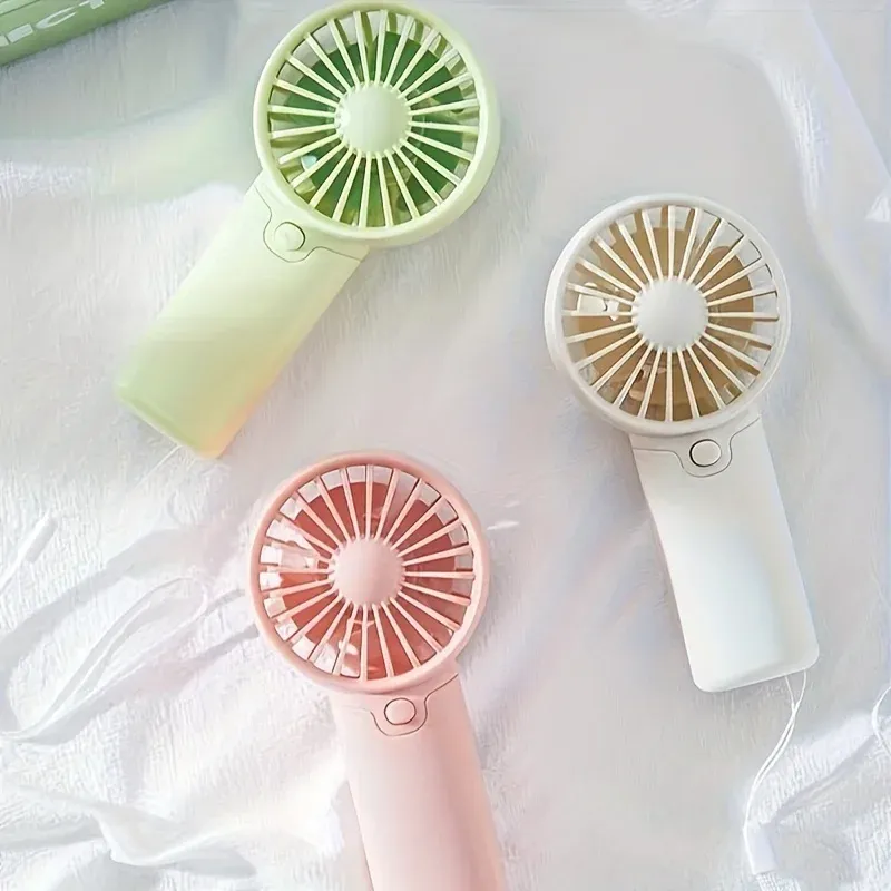 Portable Mini Handheld Fan with Lanyard - Lightweight USB Rechargeable Air Cooler for Personal Use, Travel, and Home - 3 Speeds, Quiet Operation, Cute Design (White, Green, Pink) showcase 1