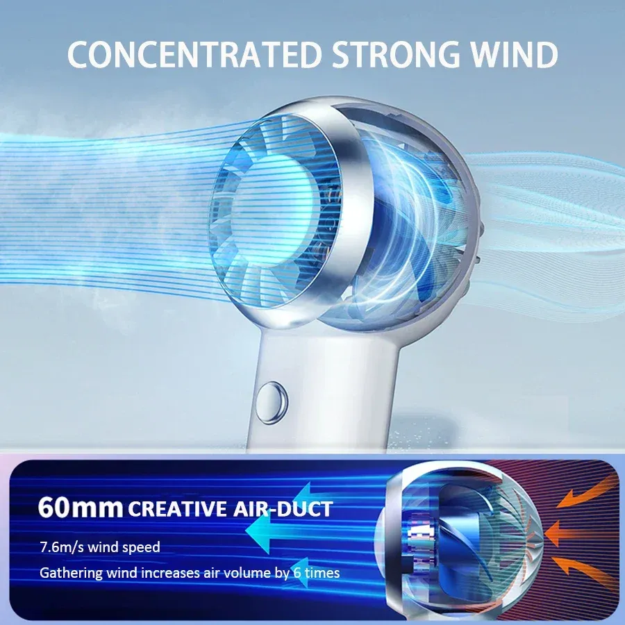 2025 New Ultralight 60G Mini Portable Handheld Fan, Rechargeable Air Cooler for Travel & Shopping, Pocket-Sized Cooling Device thumbnail 5