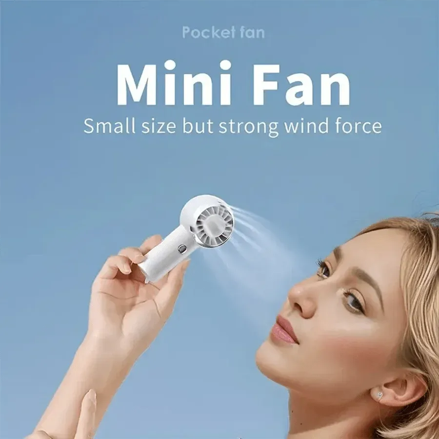 2025 New Ultralight 60G Mini Portable Handheld Fan, Rechargeable Air Cooler for Travel & Shopping, Pocket-Sized Cooling Device thumbnail 2