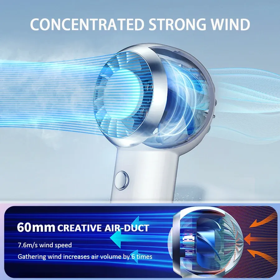 2025 New Ultralight 60G Mini Portable Handheld Fan, Rechargeable Air Cooler for Travel & Shopping, Pocket-Sized Cooling Device showcase 3