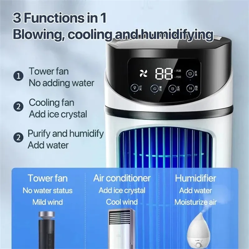 Portable USB Mini Air Conditioner Fan Cooler Humidifier - Compact Desktop Cooling for Home & Office thumbnail 4