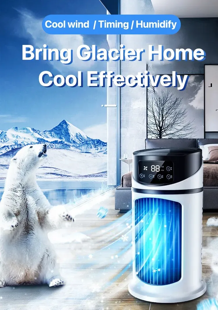 Portable USB Mini Air Conditioner Fan Cooler Humidifier - Compact Desktop Cooling for Home & Office showcase 2