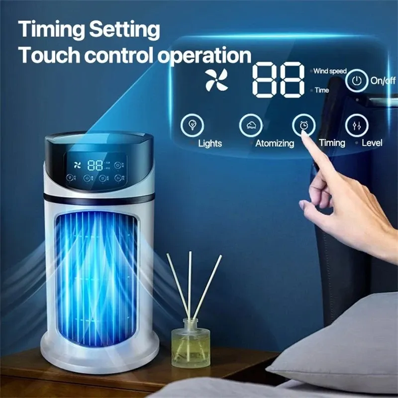 Portable USB Mini Air Conditioner Fan Cooler Humidifier - Compact Desktop Cooling for Home & Office thumbnail 2