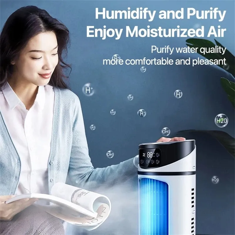 Portable USB Mini Air Conditioner Fan Cooler Humidifier - Compact Desktop Cooling for Home & Office thumbnail 3
