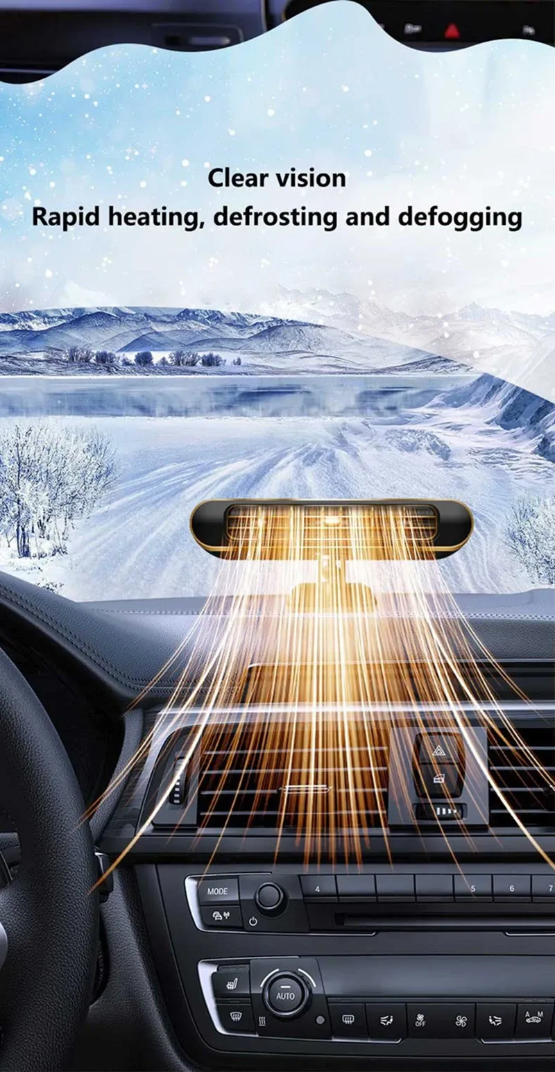 12V Portable Electric Car Heater & Air Cooler Fan - 200W Demister Defroster for Windshield Defogging & Drying showcase 7