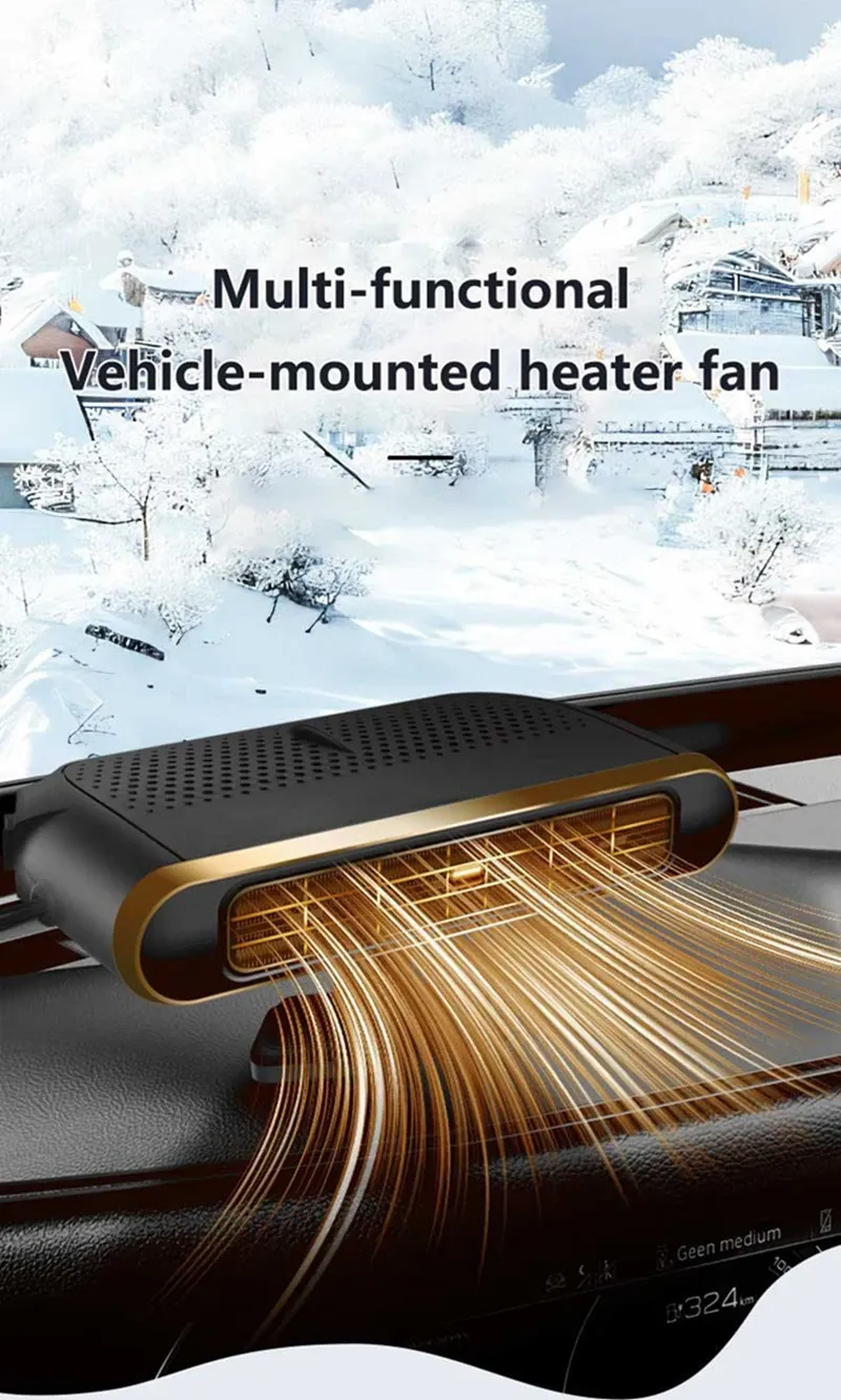 12V Portable Electric Car Heater & Air Cooler Fan - 200W Demister Defroster for Windshield Defogging & Drying showcase 1