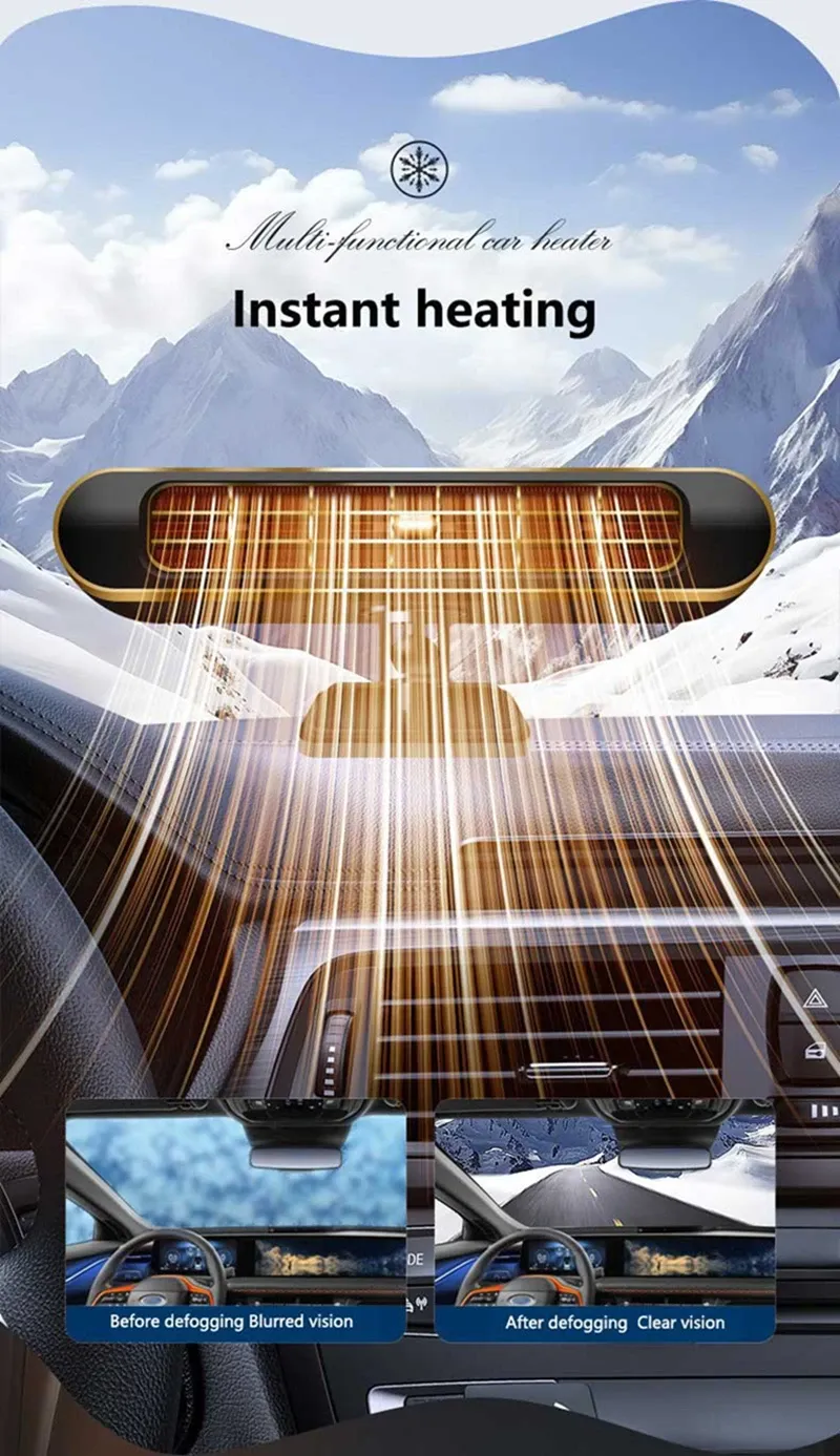 12V Portable Electric Car Heater & Air Cooler Fan - 200W Demister Defroster for Windshield Defogging & Drying showcase 4