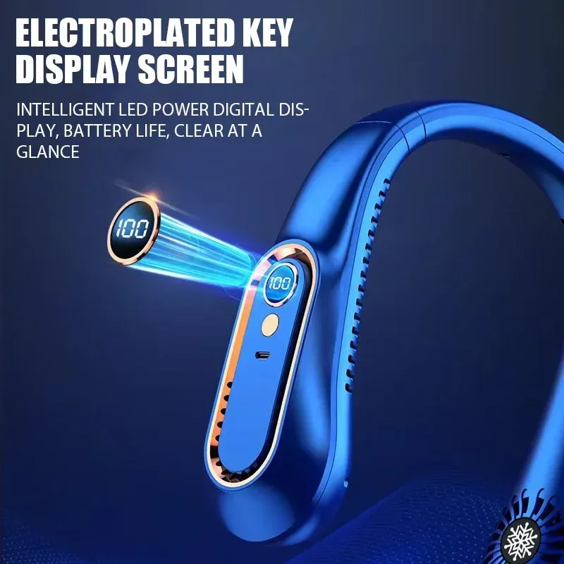 Portable Bladeless Neck Fan with Digital Display, USB Rechargeable Mini Air Cooler, Hands-Free Personal Fan for Outdoor Travel showcase 7