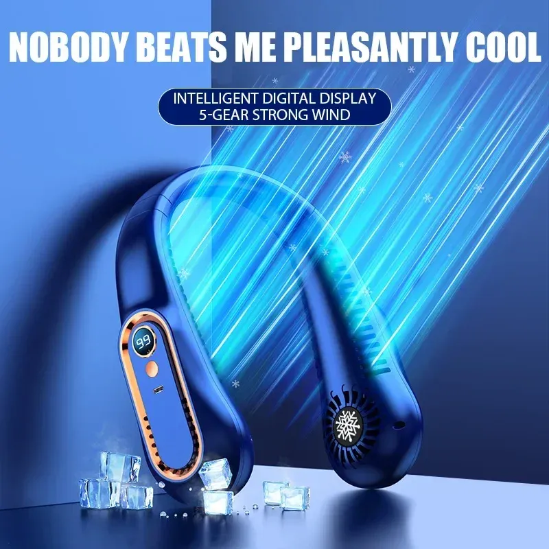 Portable Bladeless Neck Fan with Digital Display, USB Rechargeable Mini Air Cooler, Hands-Free Personal Fan for Outdoor Travel showcase 4