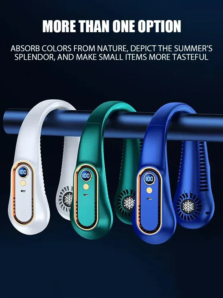 Portable Bladeless Neck Fan with Digital Display, USB Rechargeable Mini Air Cooler, Hands-Free Personal Fan for Outdoor Travel showcase 18