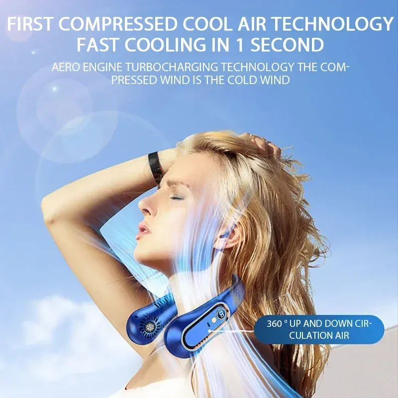 Portable Bladeless Neck Fan with Digital Display, USB Rechargeable Mini Air Cooler, Hands-Free Personal Fan for Outdoor Travel showcase 17