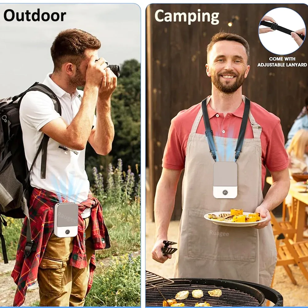 Portable Waist Fan with Neck Strap, 3-Speed Bladeless Mini Air Cooler, 2000mAh Rechargeable USB-C Fan with LED Display for Outdoor Travel Summer Cooling showcase 8