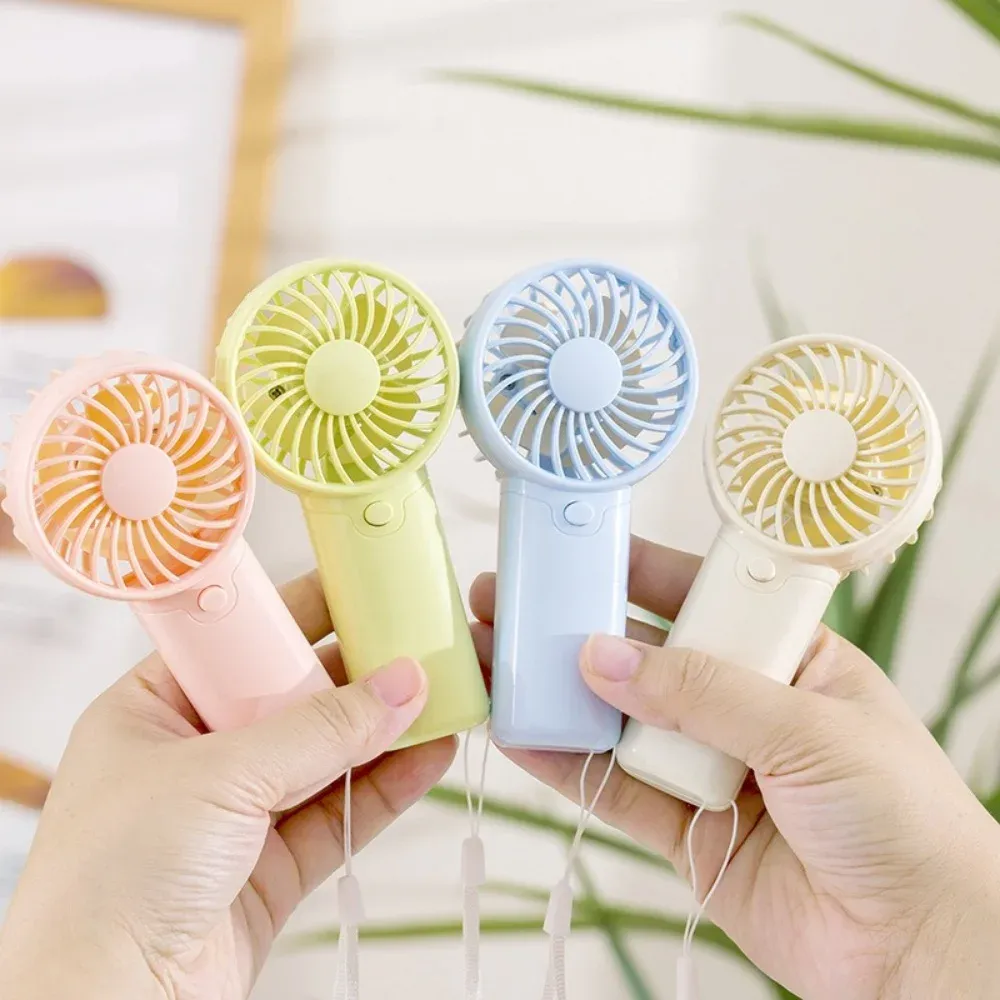 Portable Mini Handheld Fan with Lanyard - Lightweight, Adjustable, Cute Outdoor Air Cooler for Students & Travel - Pink, Beige, Blue, Green thumbnail 2