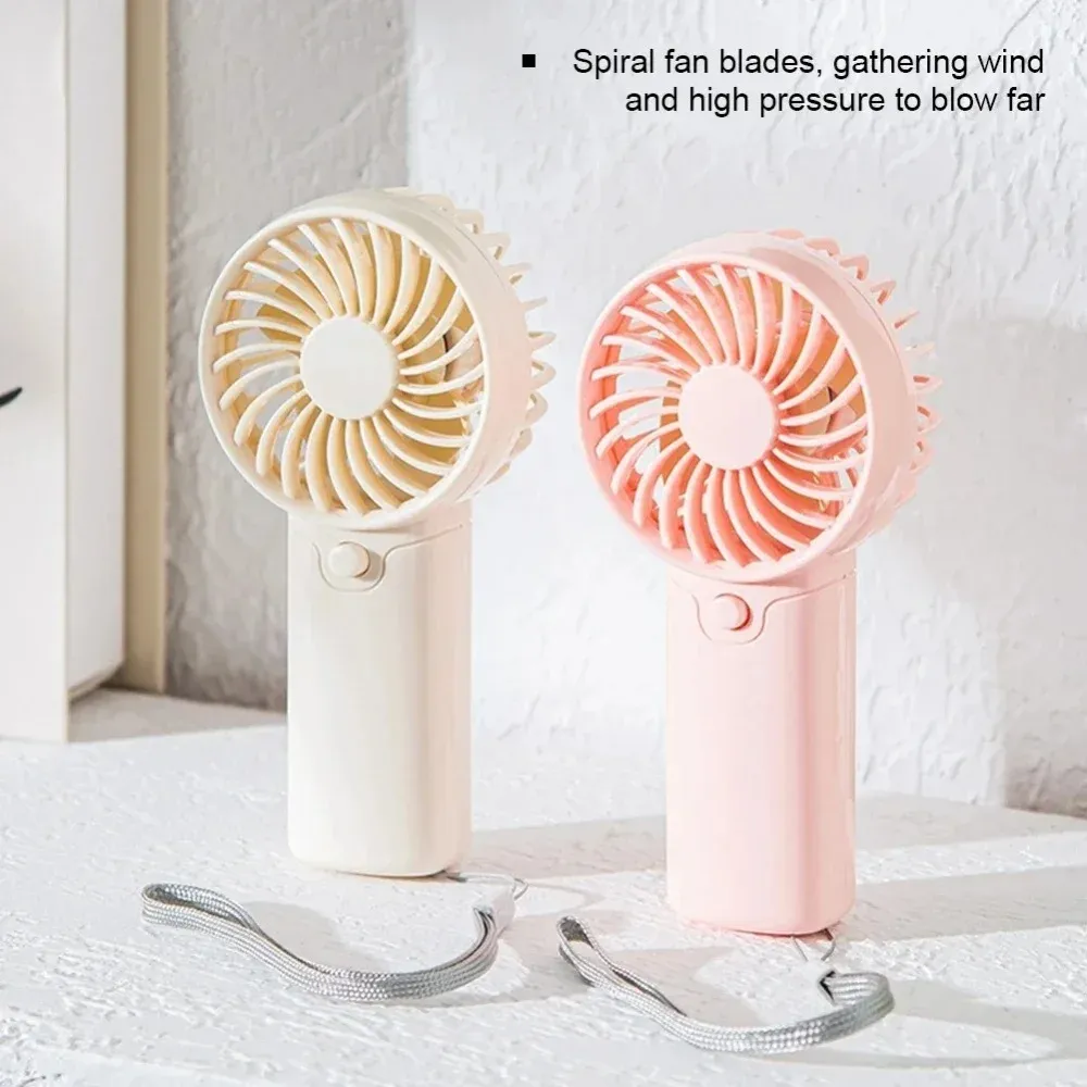 Portable Mini Handheld Fan with Lanyard - Lightweight, Adjustable, Cute Outdoor Air Cooler for Students & Travel - Pink, Beige, Blue, Green showcase 5