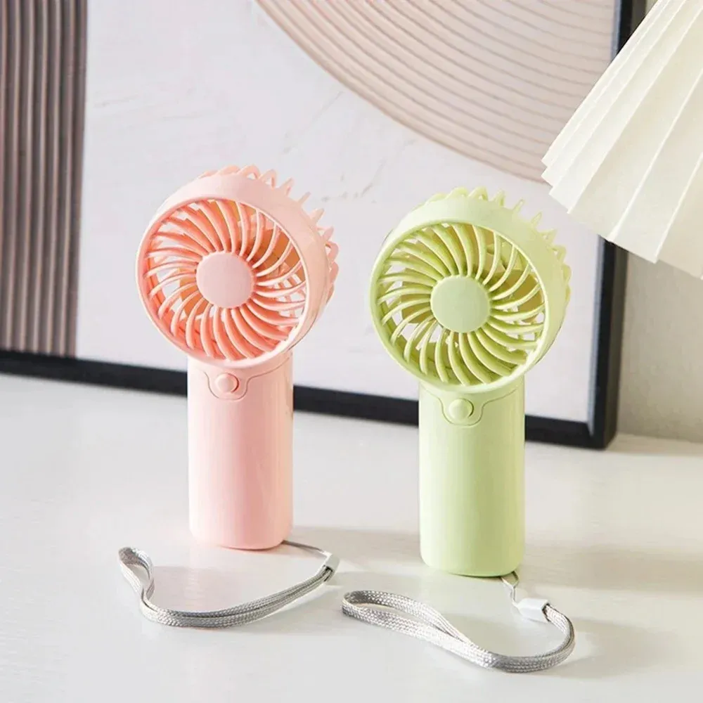Portable Mini Handheld Fan with Lanyard - Lightweight, Adjustable, Cute Outdoor Air Cooler for Students & Travel - Pink, Beige, Blue, Green thumbnail 5