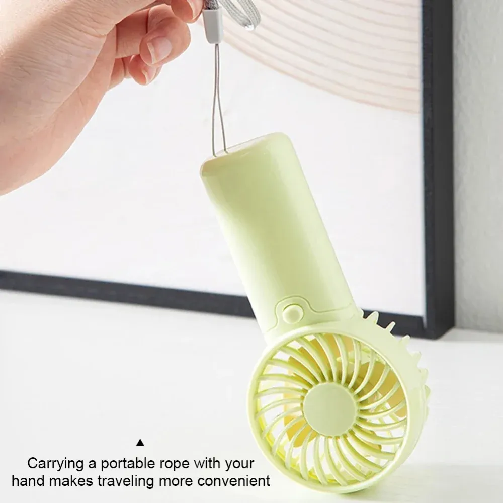 Portable Mini Handheld Fan with Lanyard - Lightweight, Adjustable, Cute Outdoor Air Cooler for Students & Travel - Pink, Beige, Blue, Green showcase 3