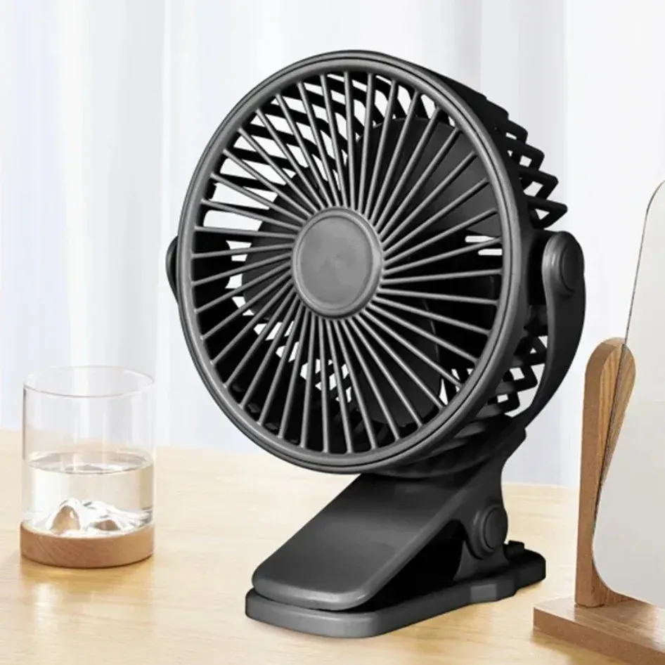Portable USB Rechargeable Mini Desk Fan with Clip-on Design, Night Light Air Cooler for Home, Office, Outdoor Use - Compact & Versatile Cooling Solution thumbnail 2