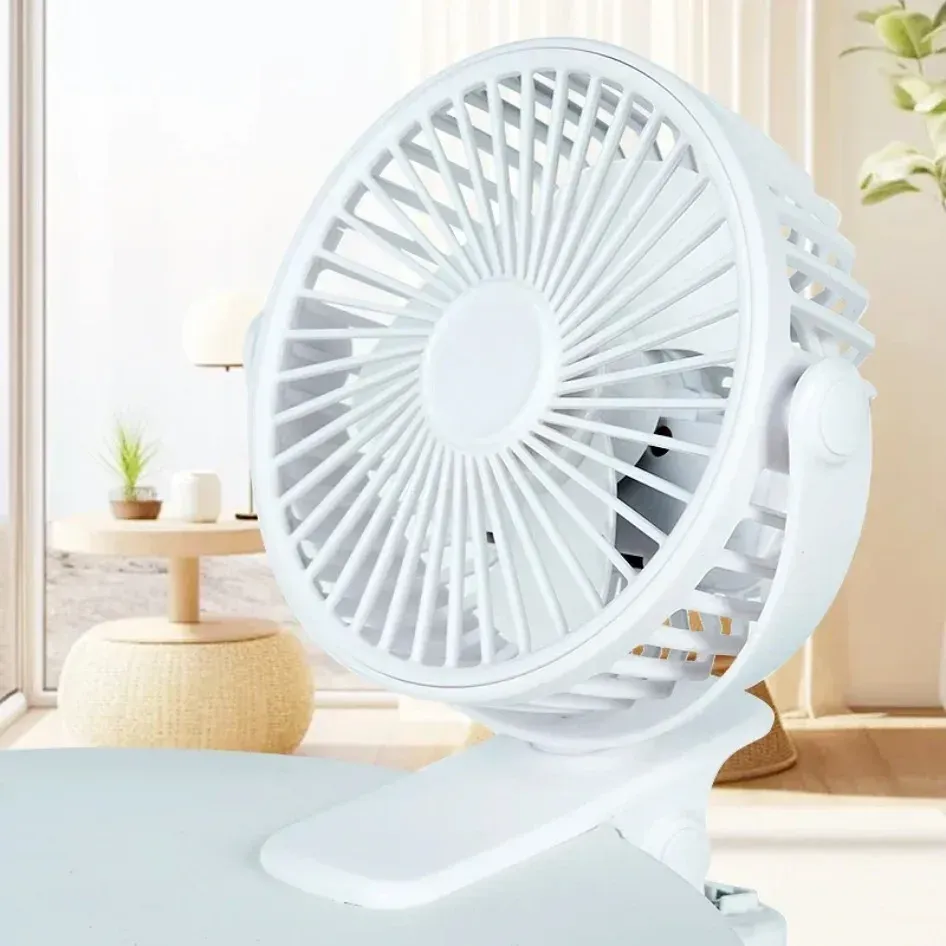 Portable USB Rechargeable Mini Desk Fan with Clip-on Design, Night Light Air Cooler for Home, Office, Outdoor Use - Compact & Versatile Cooling Solution thumbnail 5