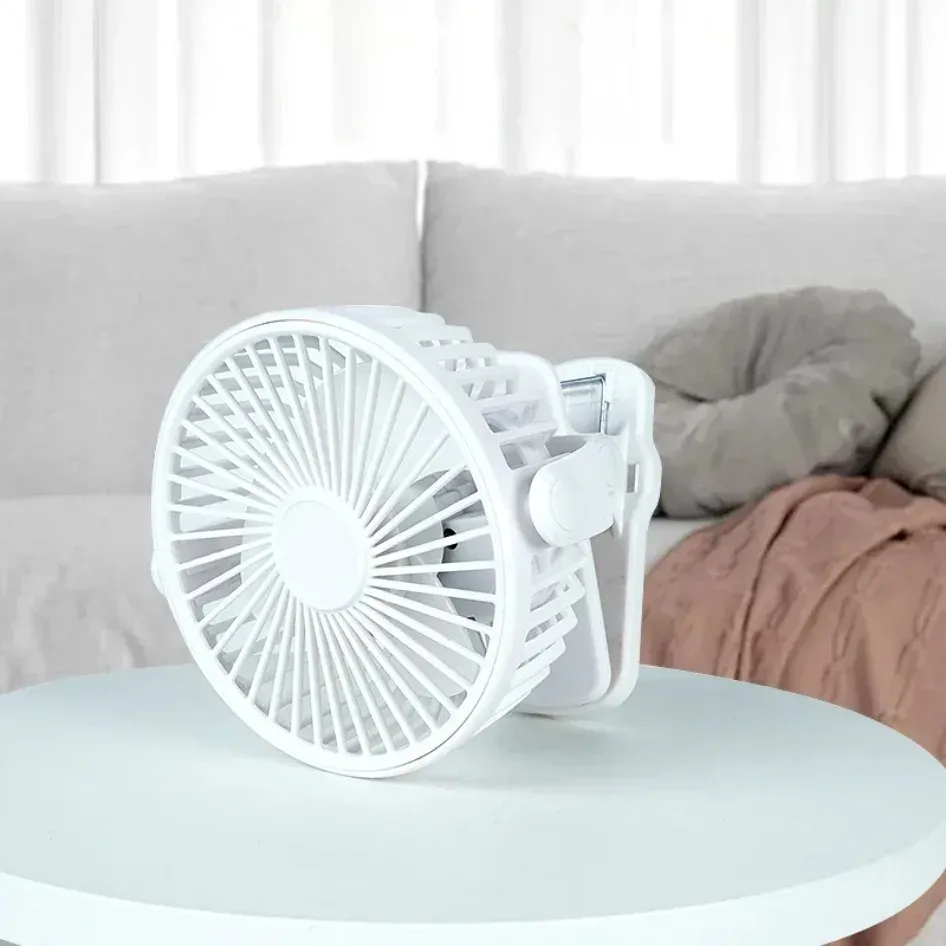 Portable USB Rechargeable Mini Desk Fan with Clip-on Design, Night Light Air Cooler for Home, Office, Outdoor Use - Compact & Versatile Cooling Solution thumbnail 6