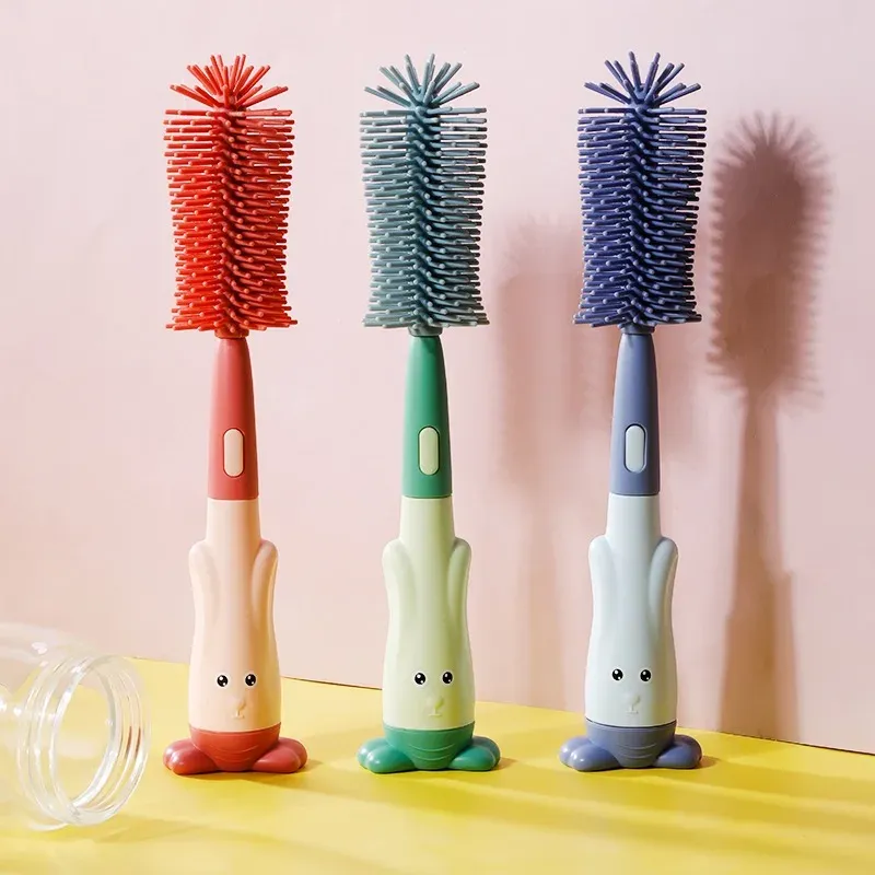 3-Piece Baby Bottle Brush Set: Food-Grade Silicone Long Handle, Nipple Brush & Sponge Straw Cleaner for Bottles, Cups, and Accessories thumbnail 4