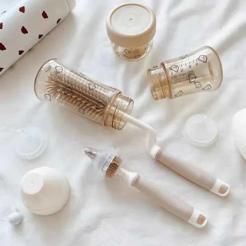 Silicone Baby Bottle Nipple Brush Set - Long Handle, Ins Korean Style, Newborn Cleaning Tool for Milk Bottles and Utensils thumbnail 4