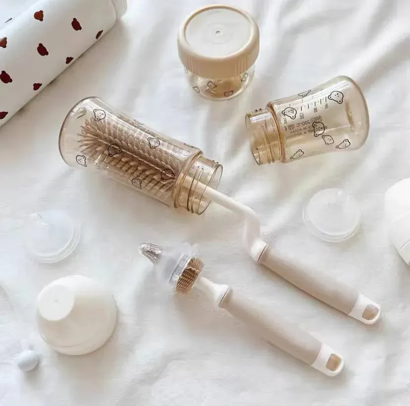 Silicone Baby Bottle Nipple Brush Set - Long Handle, Ins Korean Style, Newborn Cleaning Tool for Milk Bottles and Utensils showcase 8