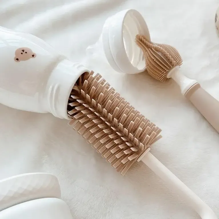 Silicone Baby Bottle Nipple Brush Set - Long Handle, Ins Korean Style, Newborn Cleaning Tool for Milk Bottles and Utensils showcase 9