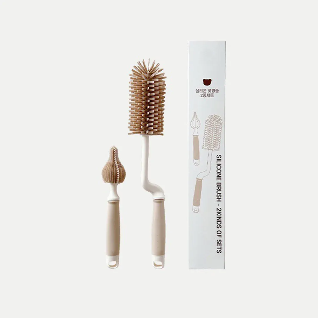 Silicone Baby Bottle Nipple Brush Set - Long Handle, Ins Korean Style, Newborn Cleaning Tool for Milk Bottles and Utensils showcase 6