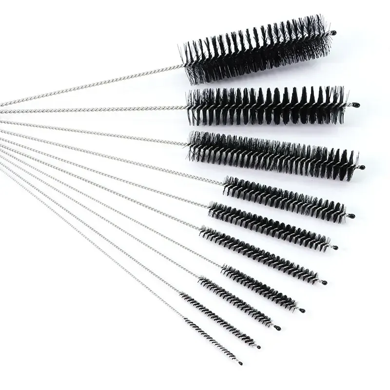 10-Piece Stainless Steel Soft Hair Brush Set for Pipettes, Test Tubes, and Baby Bottles - Versatile Household Cleaning Tools thumbnail 2