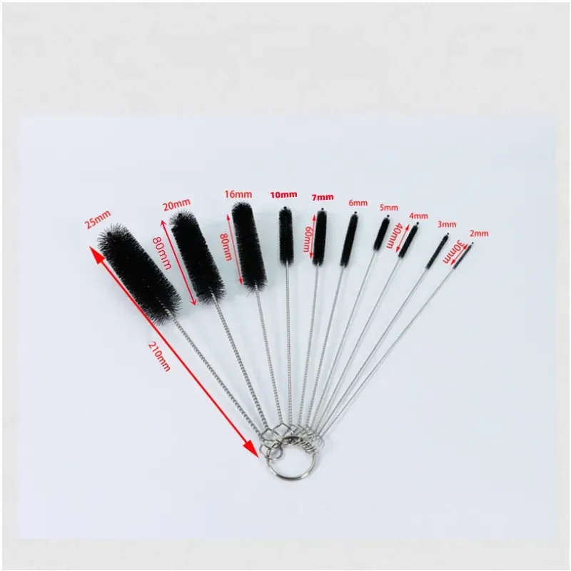 10-Piece Stainless Steel Soft Hair Brush Set for Pipettes, Test Tubes, and Baby Bottles - Versatile Household Cleaning Tools thumbnail 6