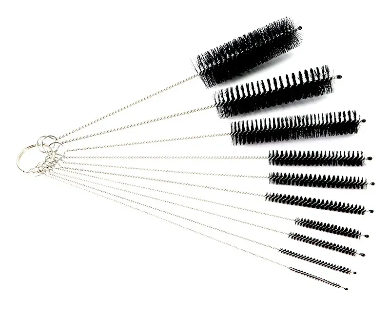 10-Piece Stainless Steel Soft Hair Brush Set for Pipettes, Test Tubes, and Baby Bottles - Versatile Household Cleaning Tools showcase 4