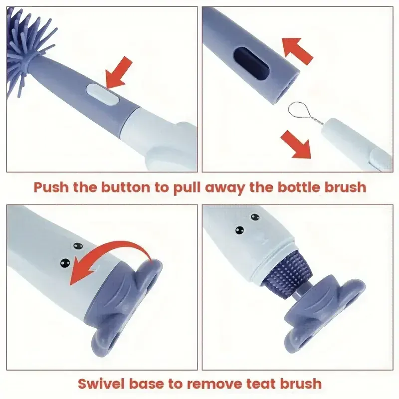 3-Piece Baby Bottle Brush Set: Long Silicone Bottle Brush, Nipple Brush & Sponge Straw Brush for Thorough Cleaning - BPA-Free, Odorless thumbnail 6