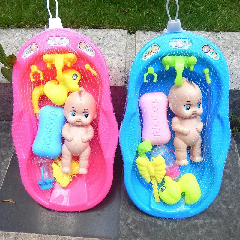 Realistic Baby Doll Bath Toy Set with Bathtub, Shower, Accessories, Soap, Duck, Bottle - Pretend Play for Kids thumbnail 1
