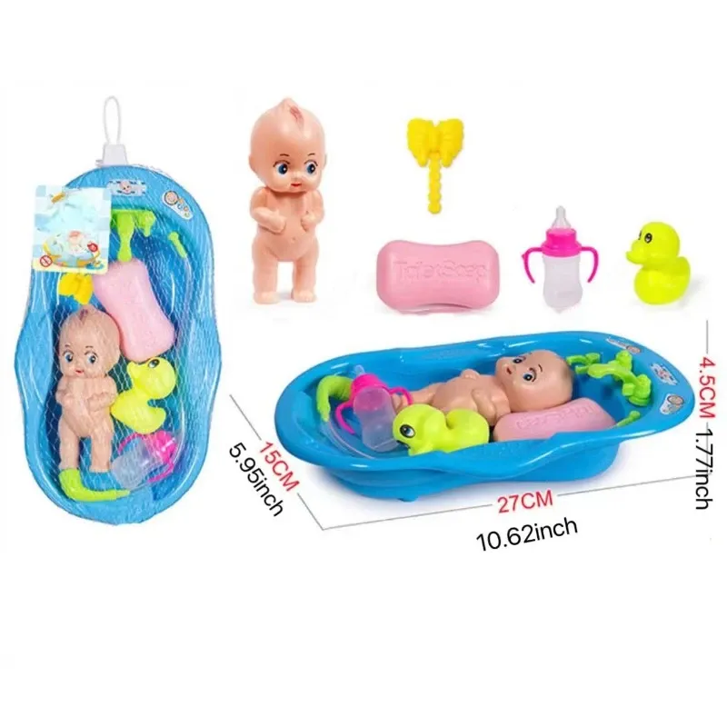Realistic Baby Doll Bath Toy Set with Bathtub, Shower, Accessories, Soap, Duck, Bottle - Pretend Play for Kids showcase 1