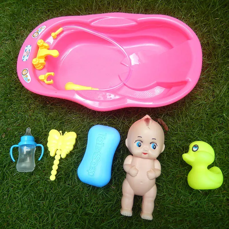 Realistic Baby Doll Bath Toy Set with Bathtub, Shower, Accessories, Soap, Duck, Bottle - Pretend Play for Kids thumbnail 4