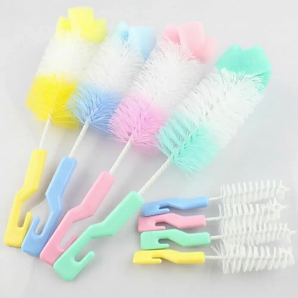 Versatile Bottle Cleaning Brush Set for Baby Pacifiers, Glassware, and Narrow Spaces - Durable Stainless Steel with Soft Nylon Bristles thumbnail 1