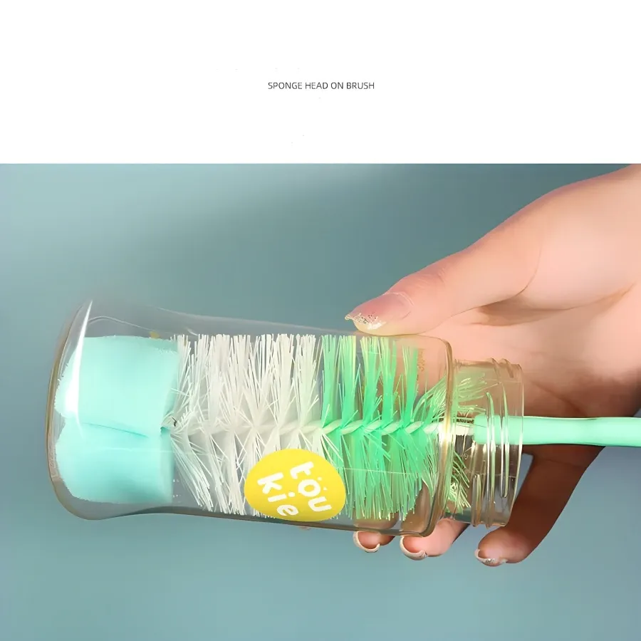 Versatile Bottle Cleaning Brush Set for Baby Pacifiers, Glassware, and Narrow Spaces - Durable Stainless Steel with Soft Nylon Bristles thumbnail 4