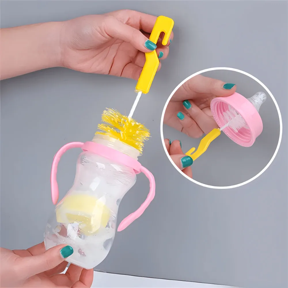 Versatile Bottle Cleaning Brush Set for Baby Pacifiers, Glassware, and Narrow Spaces - Durable Stainless Steel with Soft Nylon Bristles thumbnail 5
