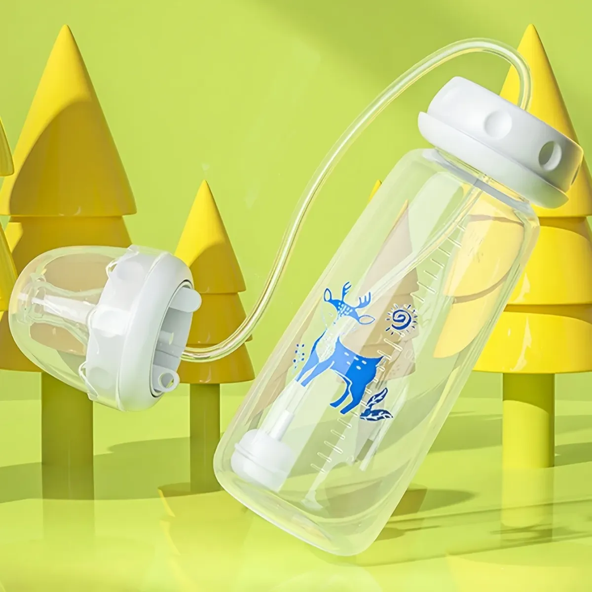 8oz/240ml PP Baby Bottle with Straw Brush - Hands-Free Feeding Set for Easy Mealtime for Infants showcase 5