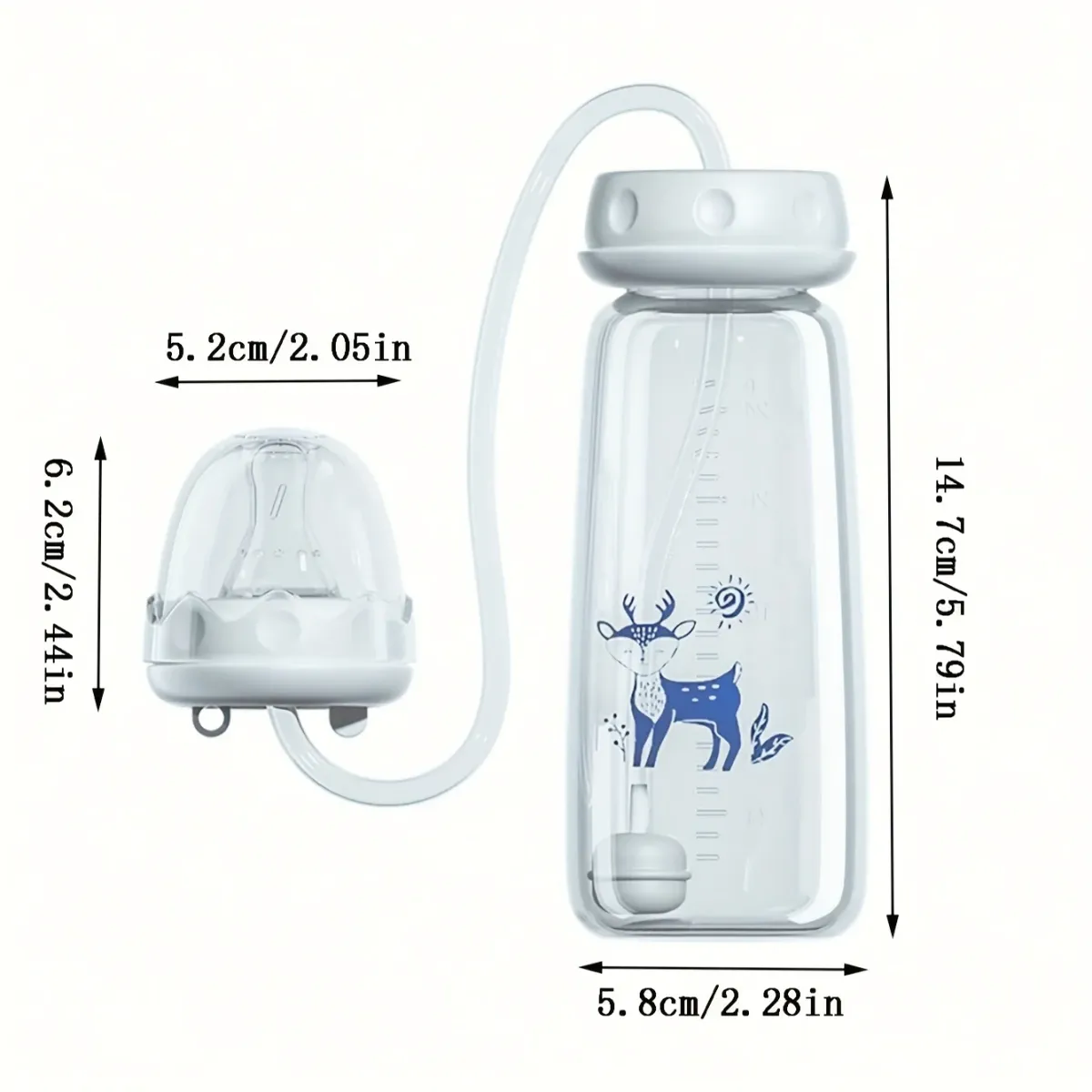 8oz/240ml PP Baby Bottle with Straw Brush - Hands-Free Feeding Set for Easy Mealtime for Infants showcase 6