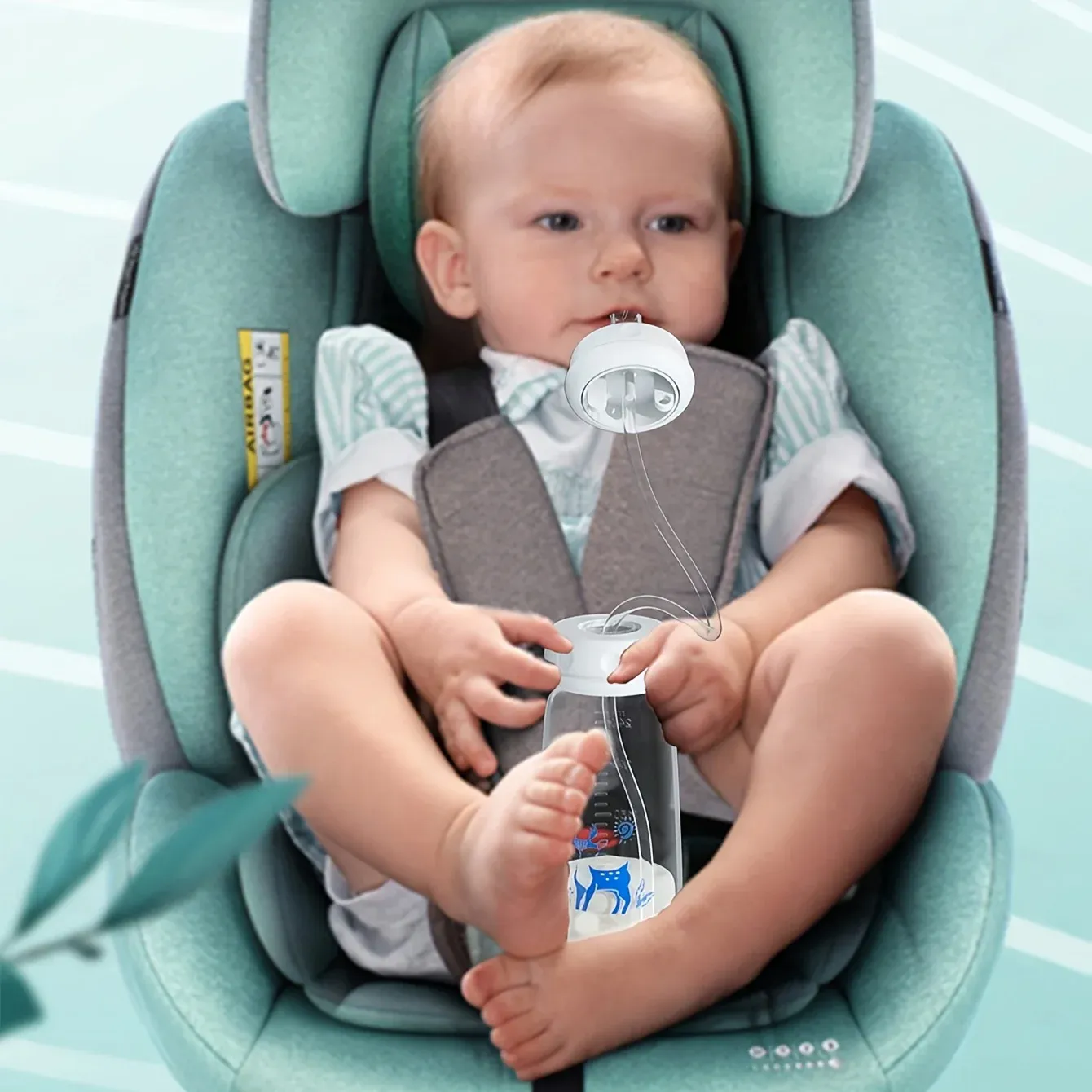8oz/240ml PP Baby Bottle with Straw Brush - Hands-Free Feeding Set for Easy Mealtime for Infants thumbnail 4